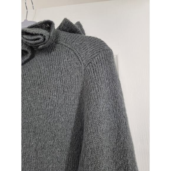 Soft Surroundings Alpaca Wool Blend Ruffle Collar Gray Cardigan, Women's Medium - Picture 12 of 15